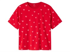 Name It t-shirt red with pink hearts